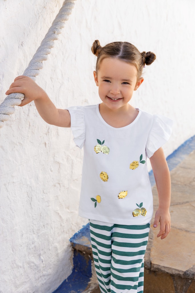 T-Shirt Zitrone weiß und gelb 702401